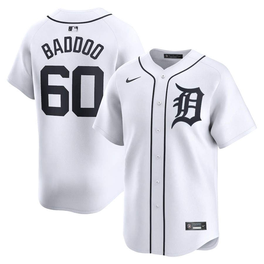 Men Detroit Tigers #60 Akil Baddoo Nike White Home Limited Player MLB Jersey